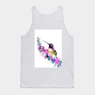 Hummingbird and Pink purple Flowers Tank Top